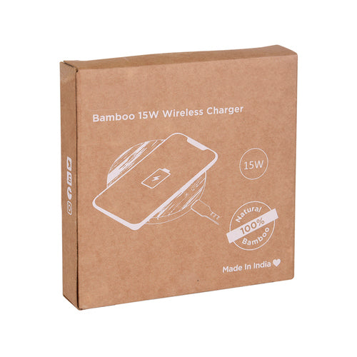 Bamboo wireless charging pad - Round - Revvora