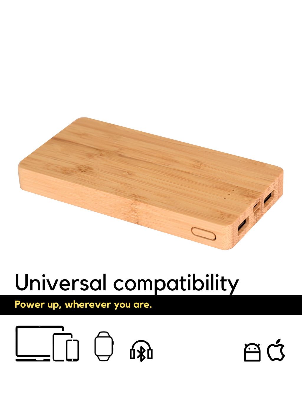 10000 mAh Bamboo Power bank - Revvora