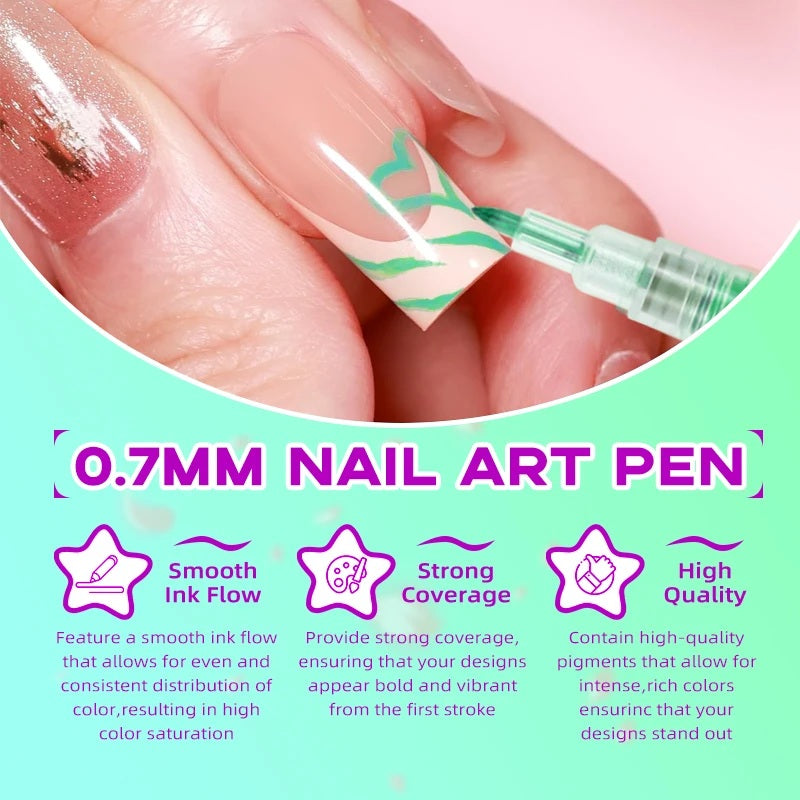 L’Artiste Palette - 3D Nail Art Pens (Set of 12 Colors) - Revvora