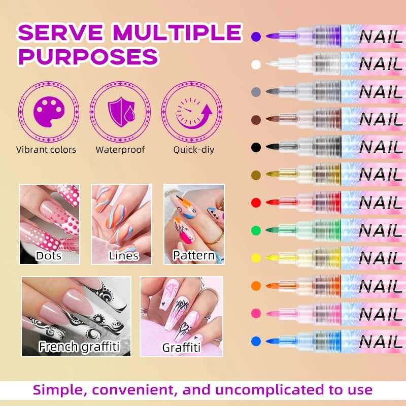 L’Artiste Palette - 3D Nail Art Pens (Set of 12 Colors) - Revvora