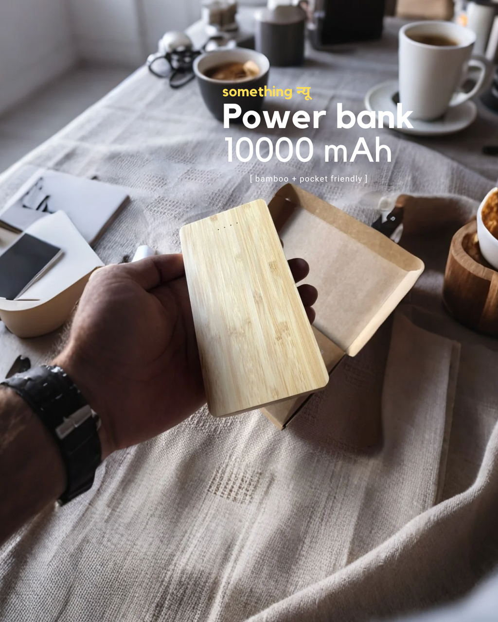 10000 mAh Bamboo Power bank - Revvora