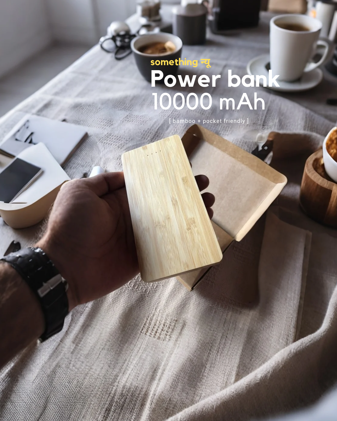 10000 mAh Bamboo Power bank - Revvora