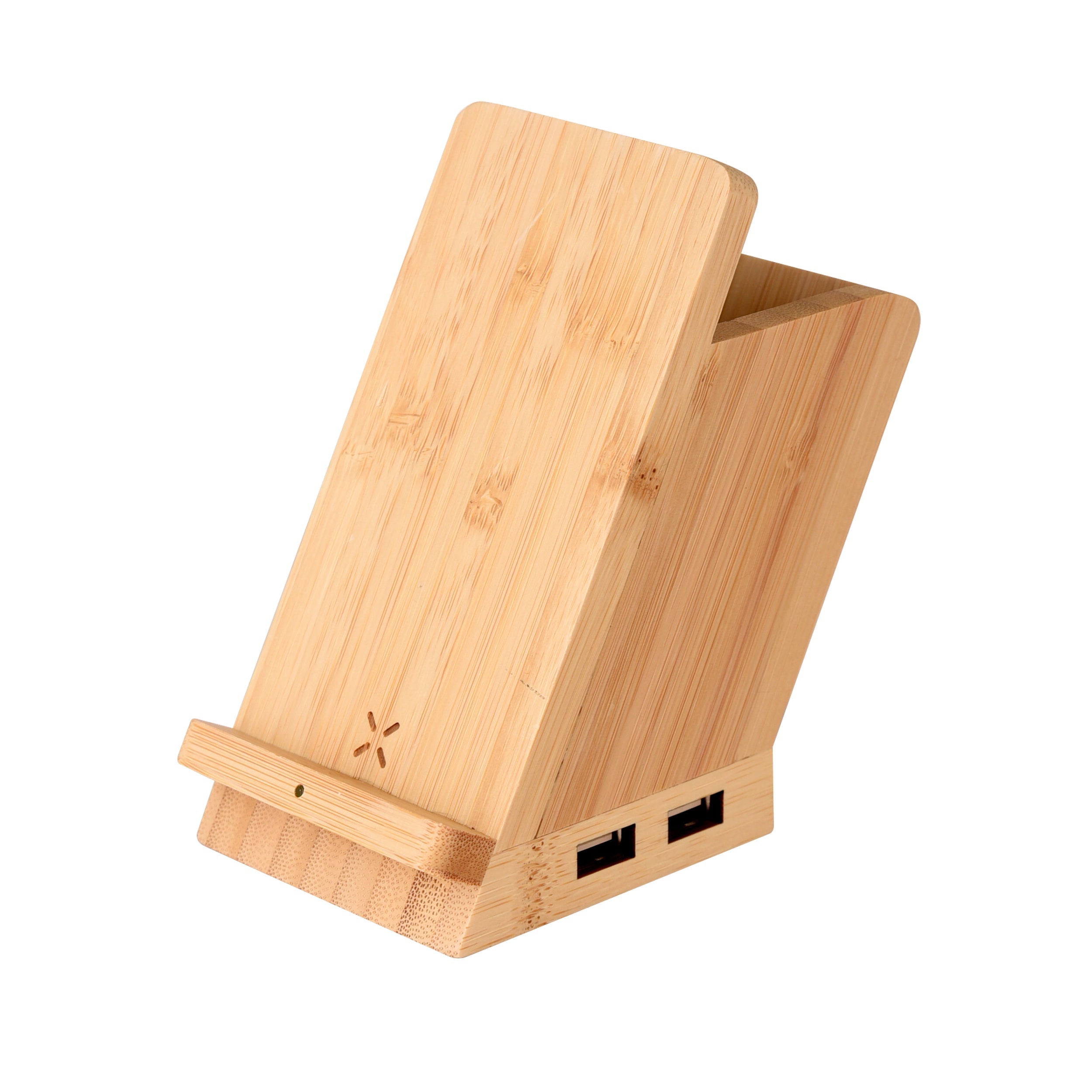 Bamboo Wireless charging with USB dock & pen stand - Revvora