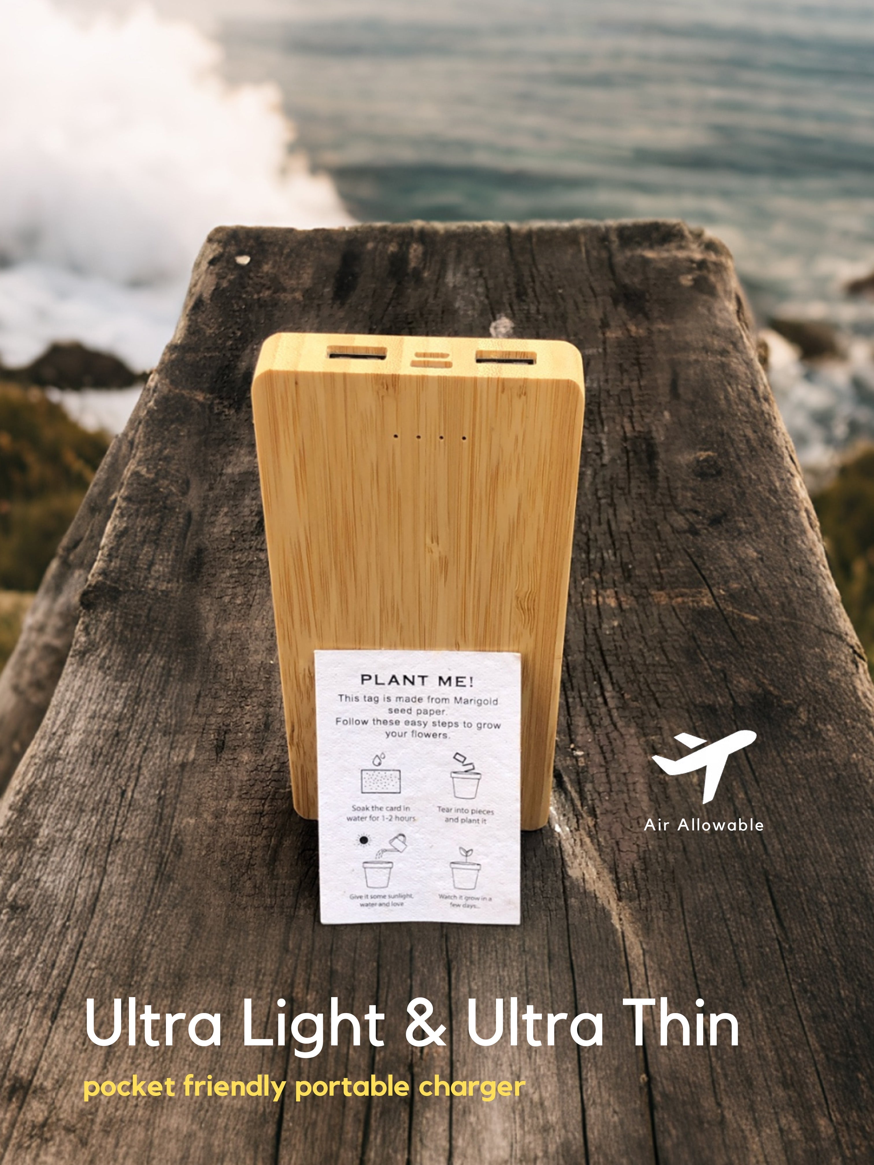 10000 mAh Bamboo Power bank - Revvora