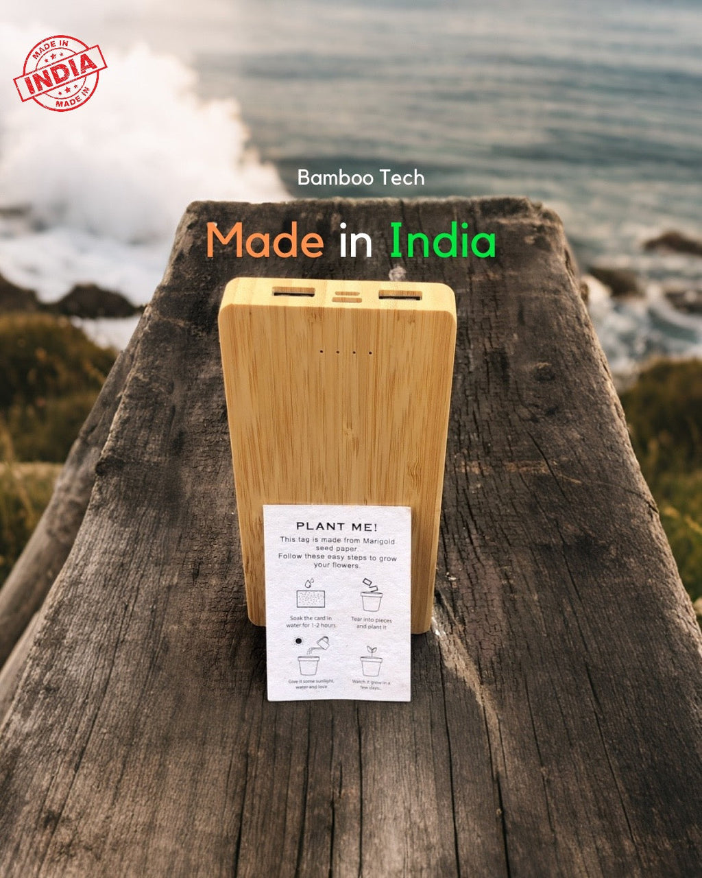 10000 mAh Bamboo Power bank - Revvora